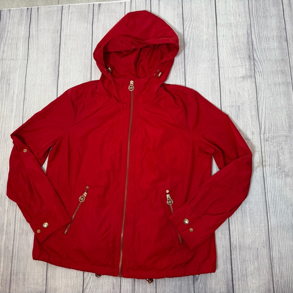Michael Michael Kors Red Hooded Zip-Up Jacket Gold
Hardware Size M - Picture 13 of 16